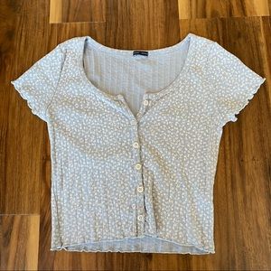 brandy melville blue floral zelly top